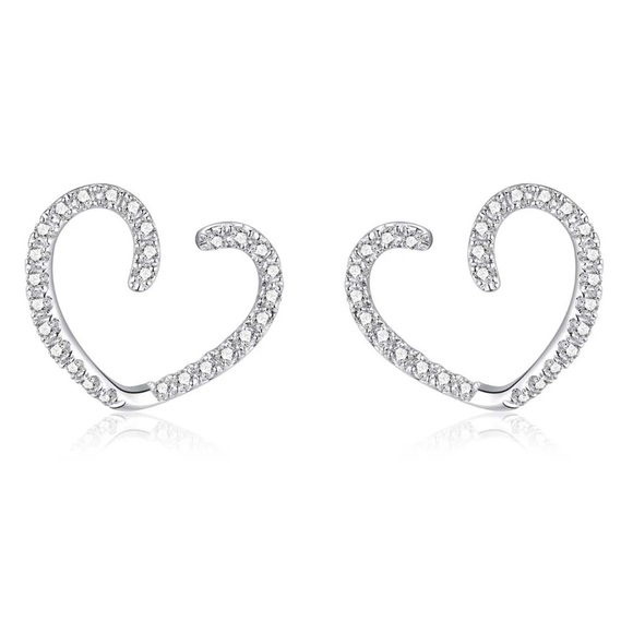 Heart diamond solid 18k gold earrings - Picture 3 of 4